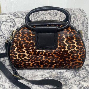 HOBO Sheila Genuine Calf Hair & Leather Leopard Satchel New with Tags